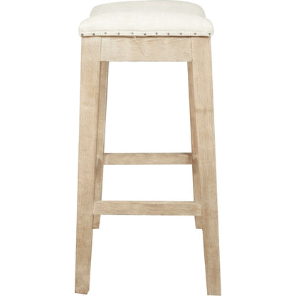 Harper Counter Stool by Essentials For Living in performance bisque french linen, natural gray ash. Made from solid ash wood in a transitional style.