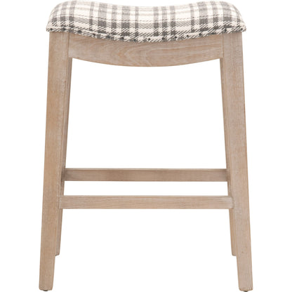 Harper Counter Stool by Essentials For Living in performance bisque french linen, natural gray ash. Made from solid ash wood in a transitional style.