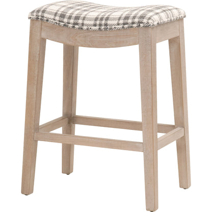 Harper Counter Stool by Essentials For Living in performance bisque french linen, natural gray ash. Made from solid ash wood in a transitional style.
