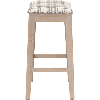 Harper Counter Stool by Essentials For Living in performance bisque french linen, natural gray ash. Made from solid ash wood in a transitional style.