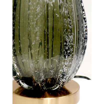 Felicia Table Lamp by Pasargad Home in gold and green. Made from glass, steel in a coastal style.