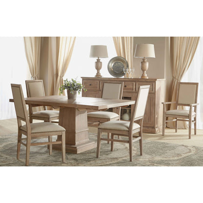 Hudson Square Dining Table by Essentials For Living in natural gray. Made from solid acacia, acacia veneer in a cottage & farmhouse style.