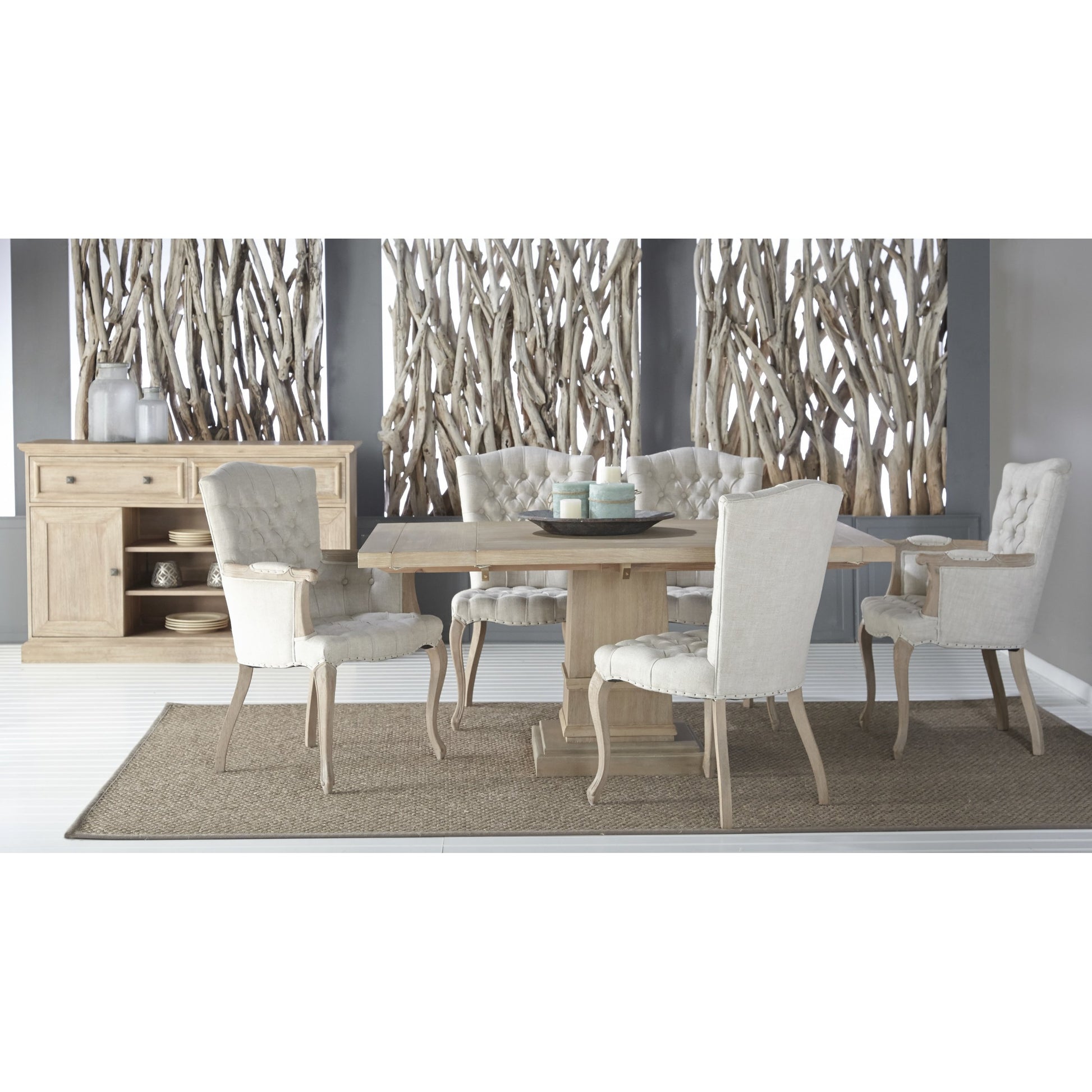 Hudson Square Dining Table by Essentials For Living in natural gray. Made from solid acacia, acacia veneer in a cottage & farmhouse style.