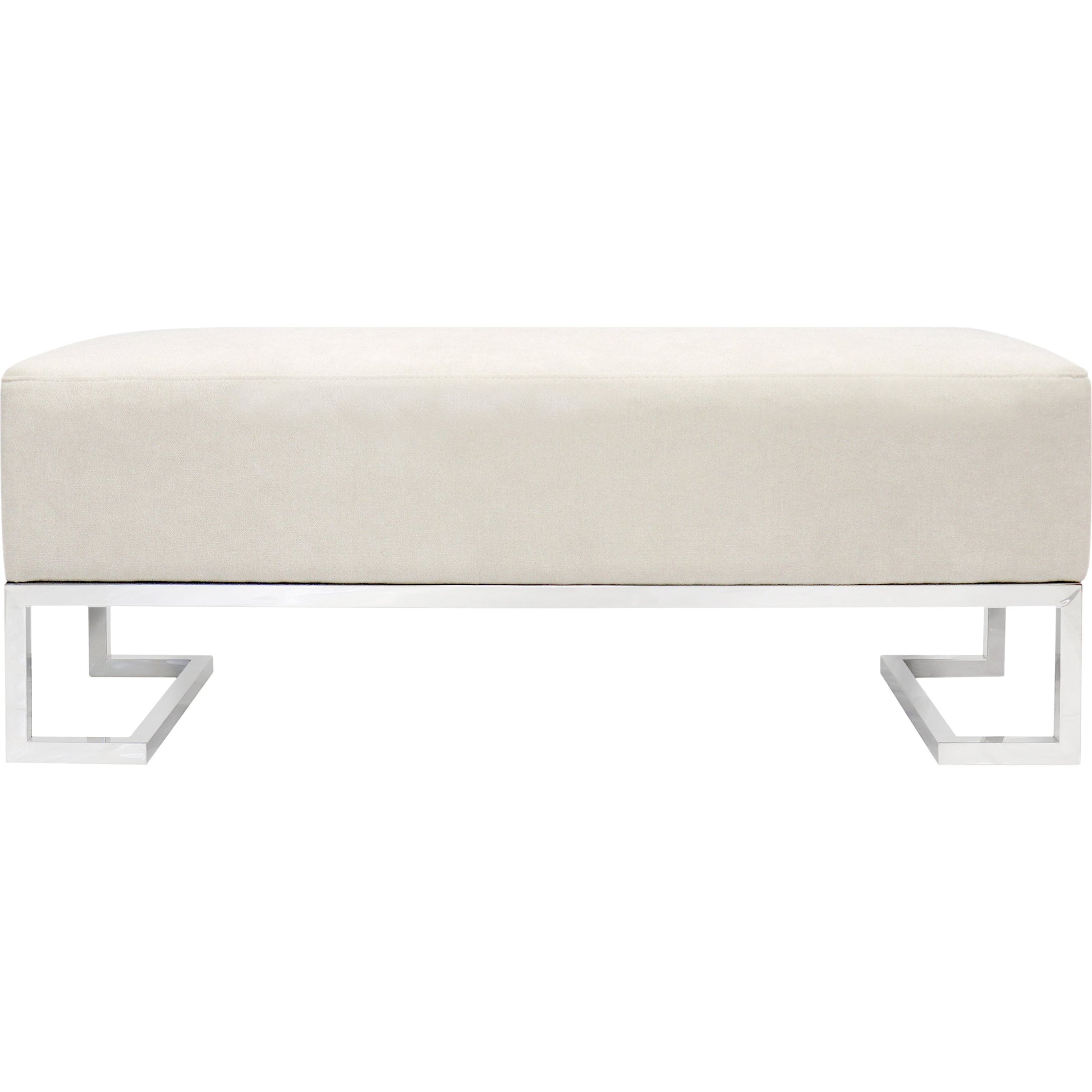 Luxe Ottoman by Pasargad Home in chrome. Made from unique in a modern style.