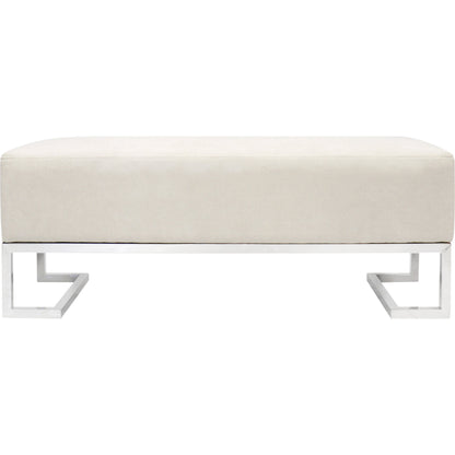 Luxe Ottoman by Pasargad Home in chrome. Made from unique in a modern style.