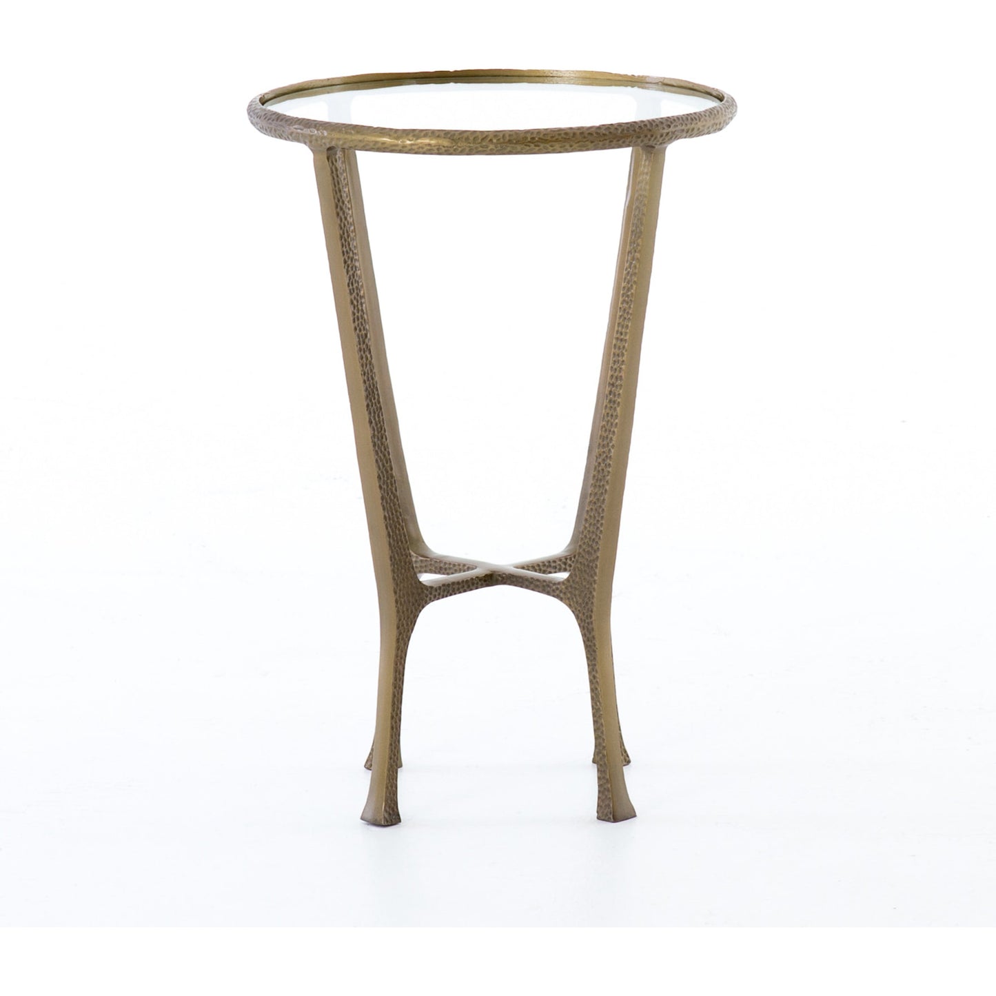 005 SR-368954 | Additional Silo | Creighton End Table by Four Hands in aged brass. Made from aluminum, tempered glass in a modern style.