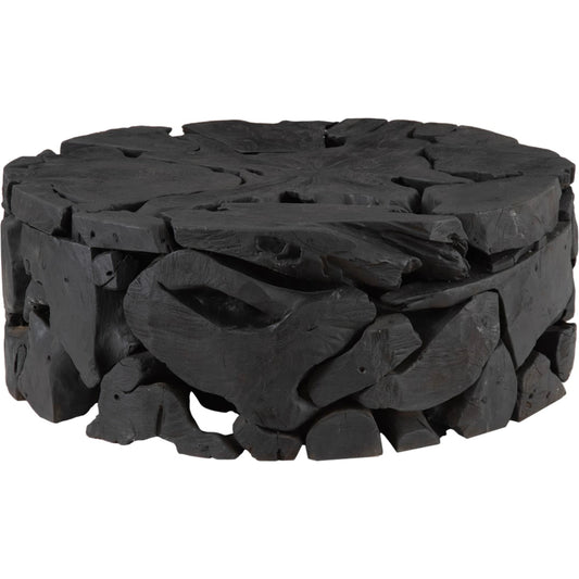 Teak Chunk Round Coffee Table by Phillips Collection in black and black. Made from wood, teak in a modern style.
