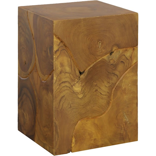 Teak Slice Square Stool by Phillips Collection in warm teak red. Made from unique in a eclectic & global style.