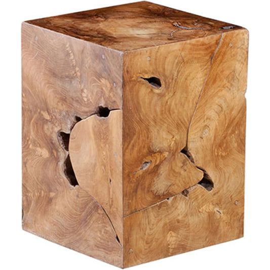 Teak Slice Square Stool by Phillips Collection in warm teak red. Made from unique in a eclectic & global style.