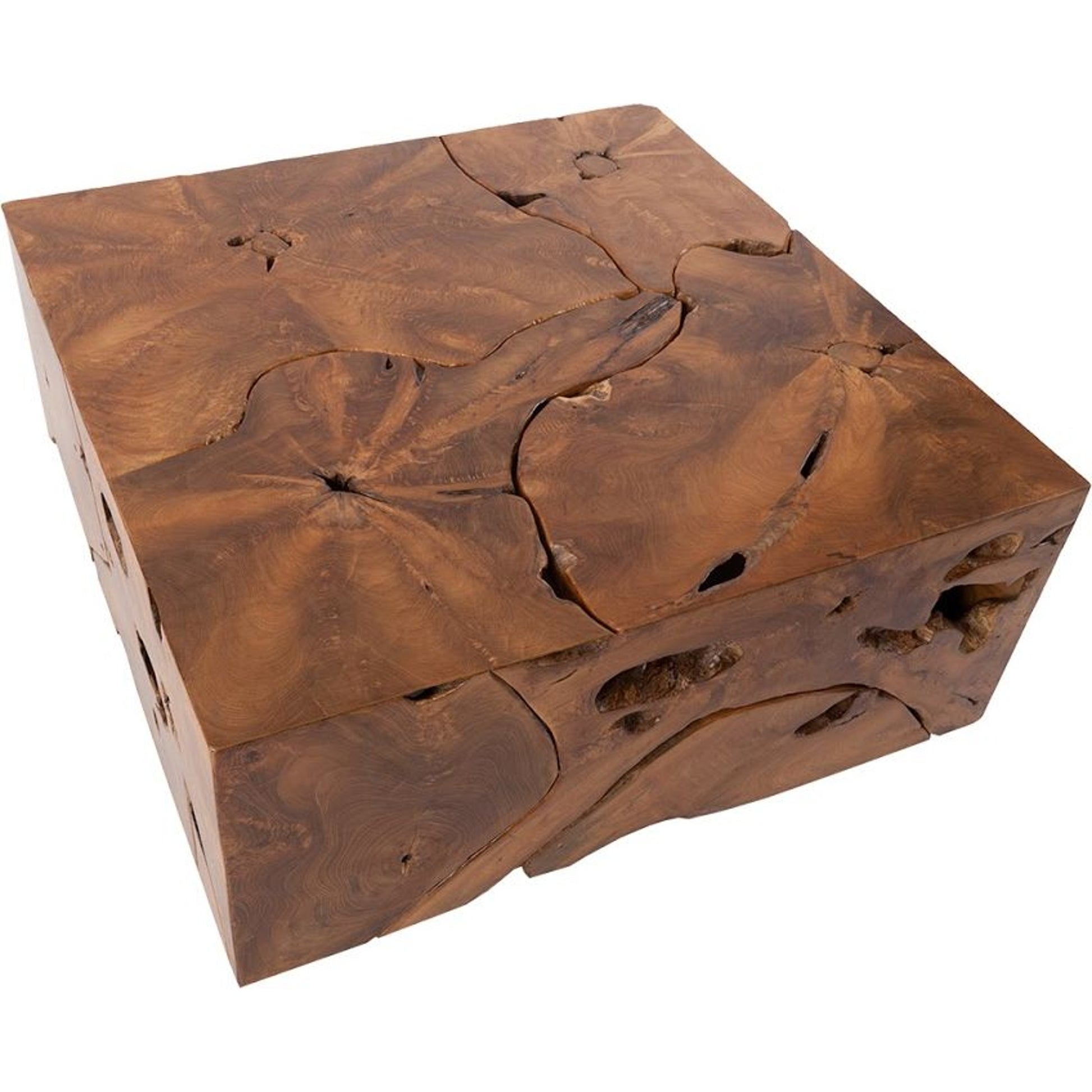 Teak Slice Square Coffee Table by Phillips Collection in warm teak red. Made from unique in a eclectic & global style.