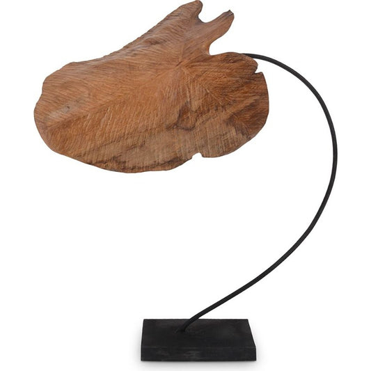 Carved Leaf Sculpture by Phillips Collection in black, brown. Made from wood in a modern style.