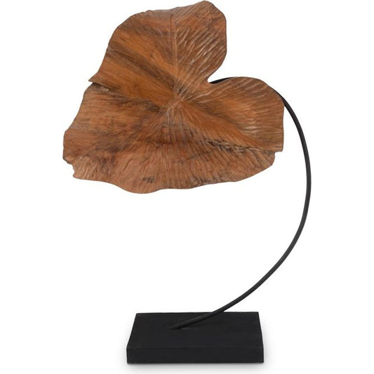 Carved Leaf Sculpture by Phillips Collection in black, brown. Made from wood in a modern style.