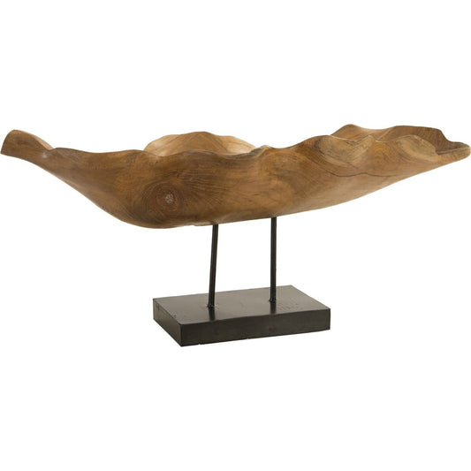 Carved Leaf Sculpture on Stand by Phillips Collection in black, brown. Made from wood in a eclectic & global style.