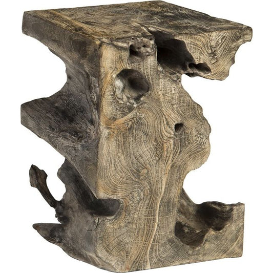 Black Wash Square Stool by Phillips Collection in gray, black and black wash. Made from wood in a modern style.