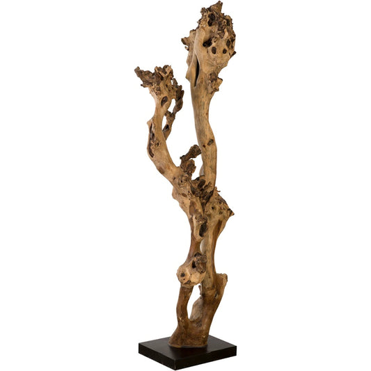 Abstract Wood Sculpture by Phillips Collection in brown, black and natural, black. Made from wood, sonokeling in a modern style.