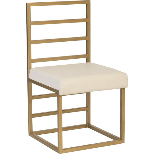 Ladder Dining Chair by Phillips Collection in white, brown and brass. Made from metal in a modern style.