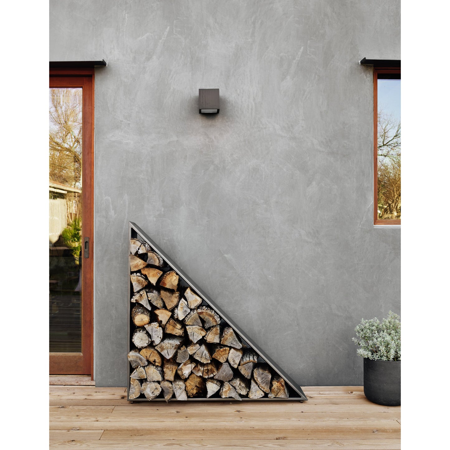 007 SR-809949 | Lifestyle | Nero Firewood Storage by Four Hands in coated gunmetal. Made from iron in a modern style.