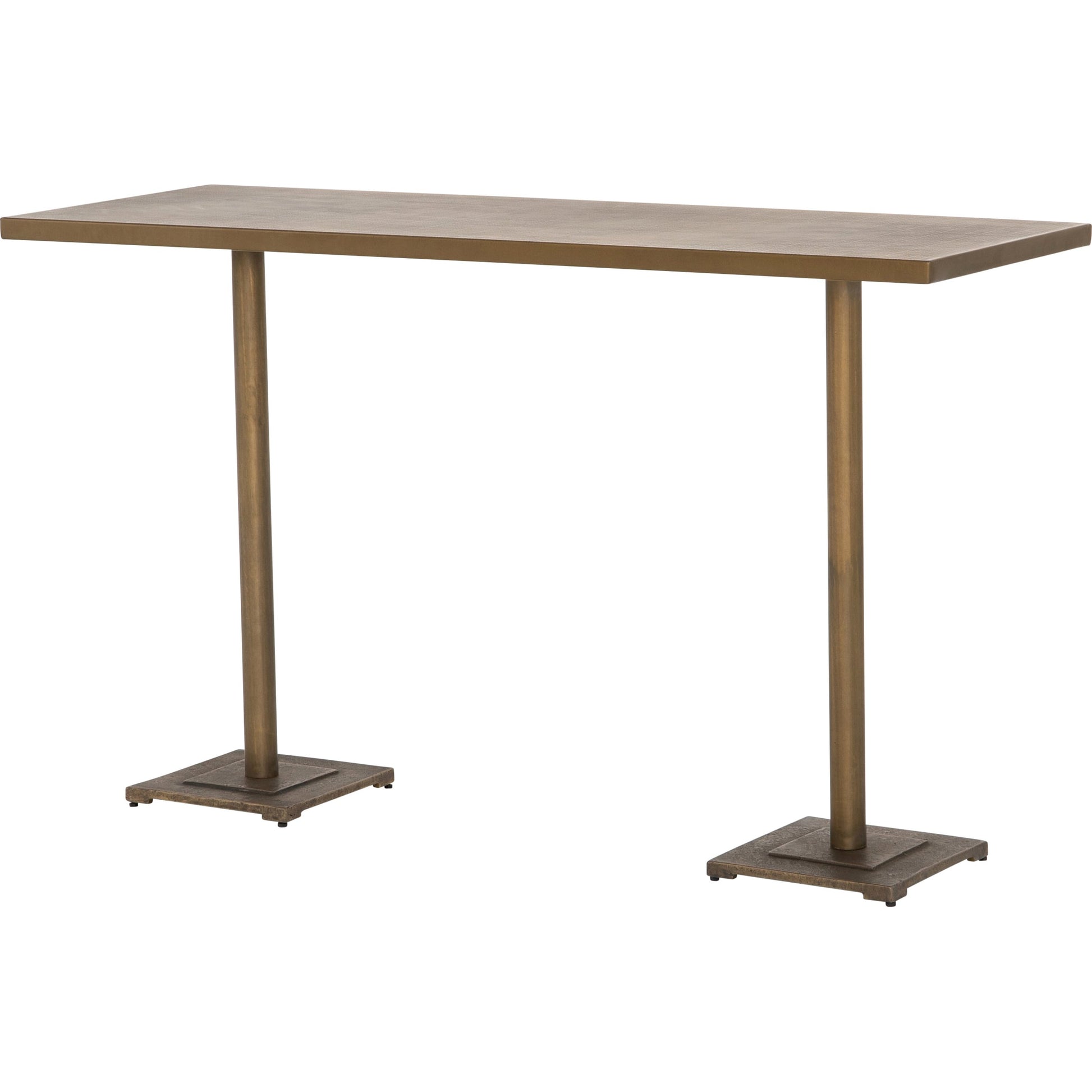Fannin Bar Table by Four Hands in aged brass. Made from iron in a modern style.