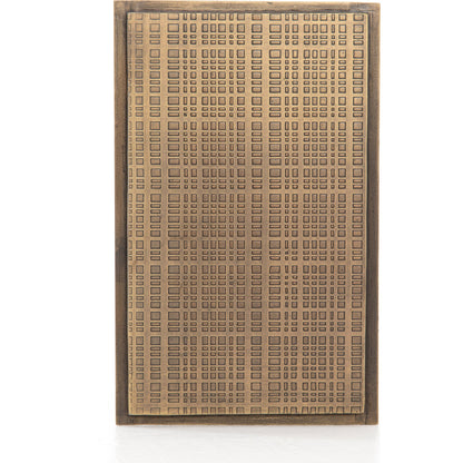 Acid Etch Table by Four Hands in antique brass. Made from iron in a modern style.