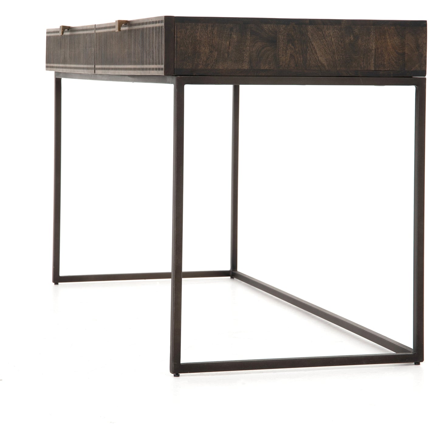 002 SR-809915 | Additional Silo | Kelby Writing Desk by Four Hands in aged brass, carved vintage brown, vintage brown, gunmetal and vintage brown. Made from solid mango, iron in a modern style.