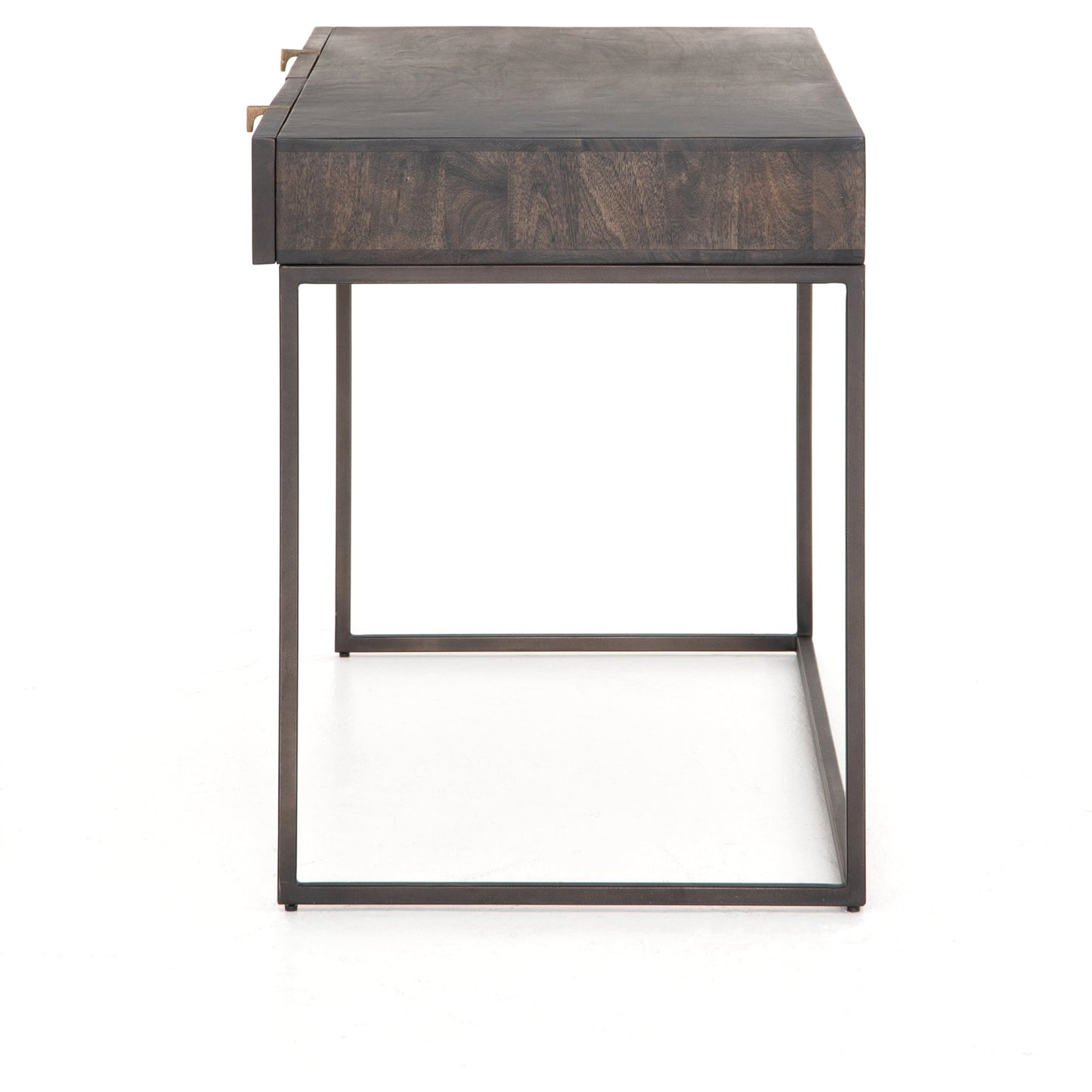 011 SR-809915 | Additional Silo | Kelby Writing Desk by Four Hands in aged brass, carved vintage brown, vintage brown, gunmetal and vintage brown. Made from solid mango, iron in a modern style.