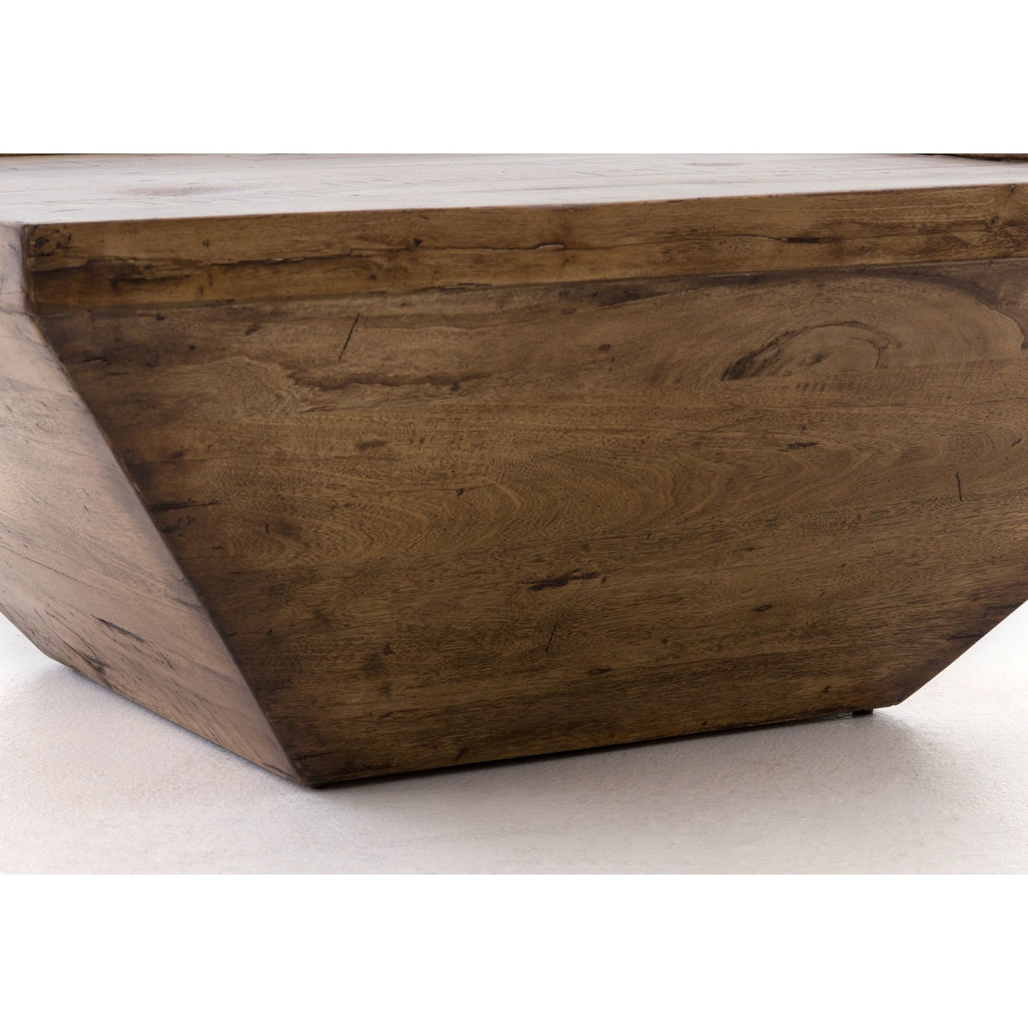 005 S-258312 | Closeup | Drake Coffee Table by Four Hands in reclaimed fruitwood. Made from solid mixed reclaimed wood, solid mango, solid acacia in a cottage & farmhouse style.