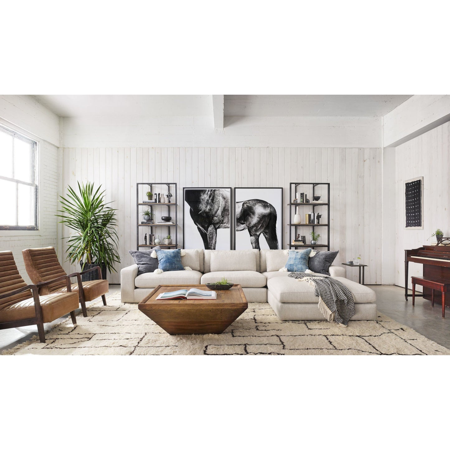 016 S-258312 | Lifestyle | Drake Coffee Table by Four Hands in reclaimed fruitwood. Made from solid mixed reclaimed wood, solid mango, solid acacia in a cottage & farmhouse style.