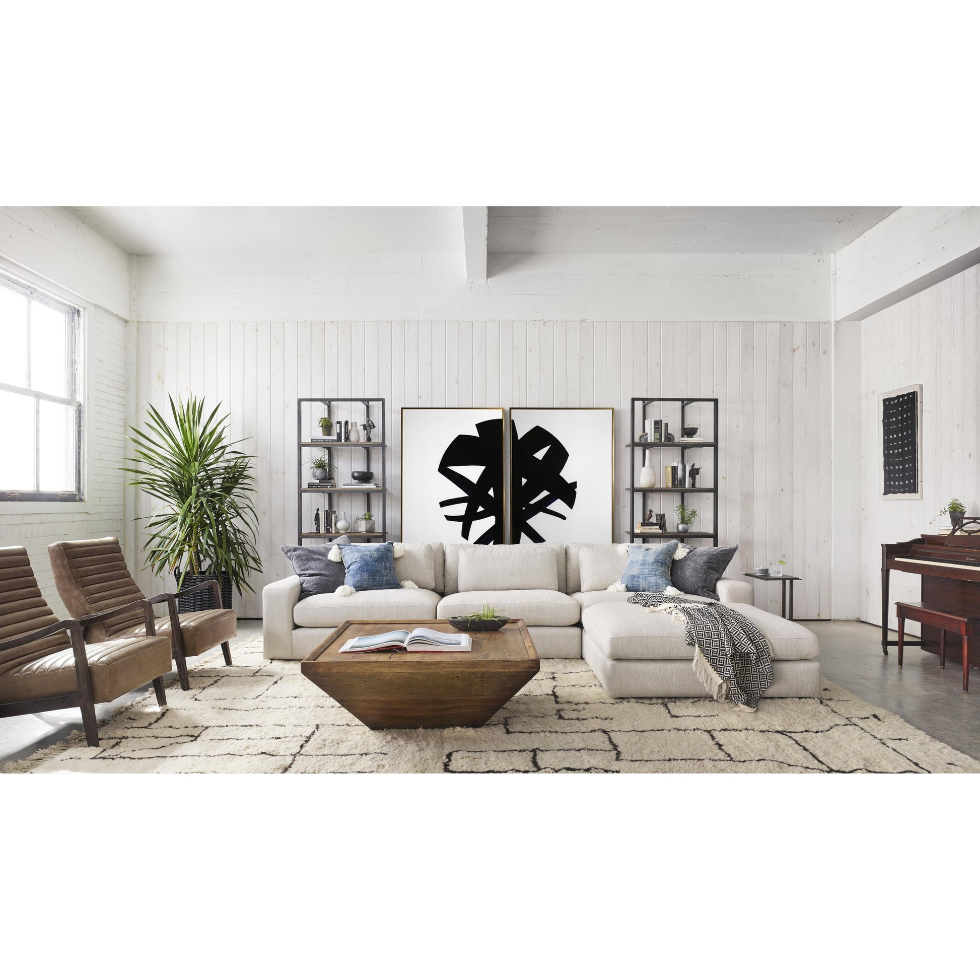 Drake Coffee Table by Four Hands in reclaimed fruitwood. Made from solid mixed reclaimed wood, solid mango, solid acacia in a cottage & farmhouse style.