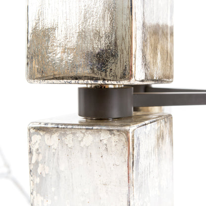 Ava Large Chandelier by Four Hands in antiqued iron, aged metallic glass. Made from iron, glass in a modern style.