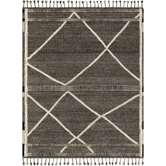 Iman IMA-02 Rug by Loloi in beige, charcoal. Made from 100% wool in a rustic style.