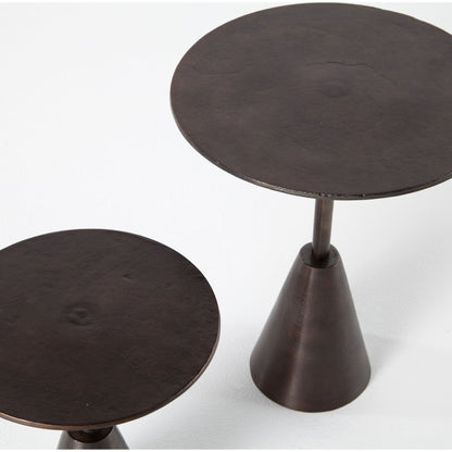Frisco End Tables (Set of 2) by Four Hands in antique rust. Made from aluminum, engineered hardwood in a modern style.