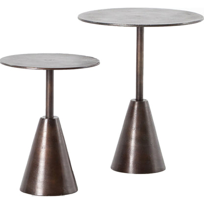 Frisco End Tables (Set of 2) by Four Hands in antique rust. Made from aluminum, engineered hardwood in a modern style.