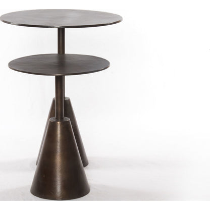 Frisco End Tables (Set of 2) by Four Hands in antique rust. Made from aluminum, engineered hardwood in a modern style.