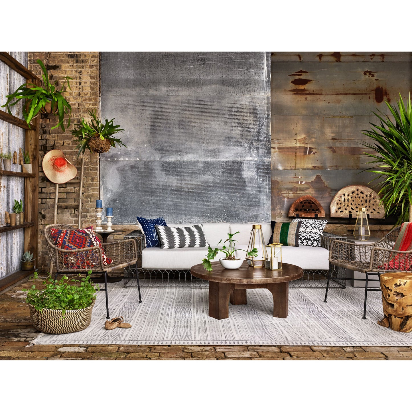 004 S-279262 | Lifestyle | Cruz Coffee Table by Four Hands in antique rust. Made from aluminum in a eclectic & global style.