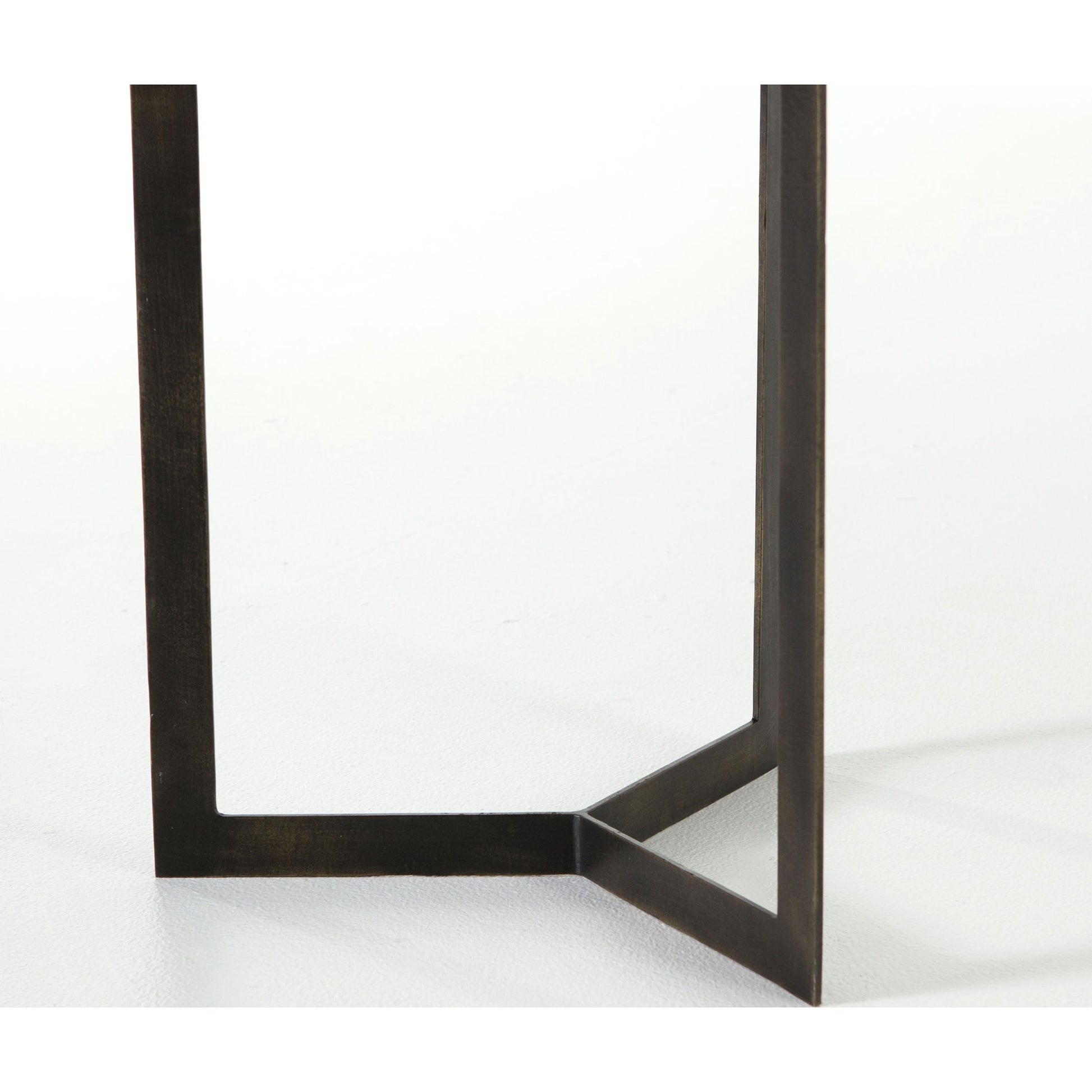 Kiva End Table by Four Hands in hammered brass, polished white marble. Made from solid marble, iron in a modern style.