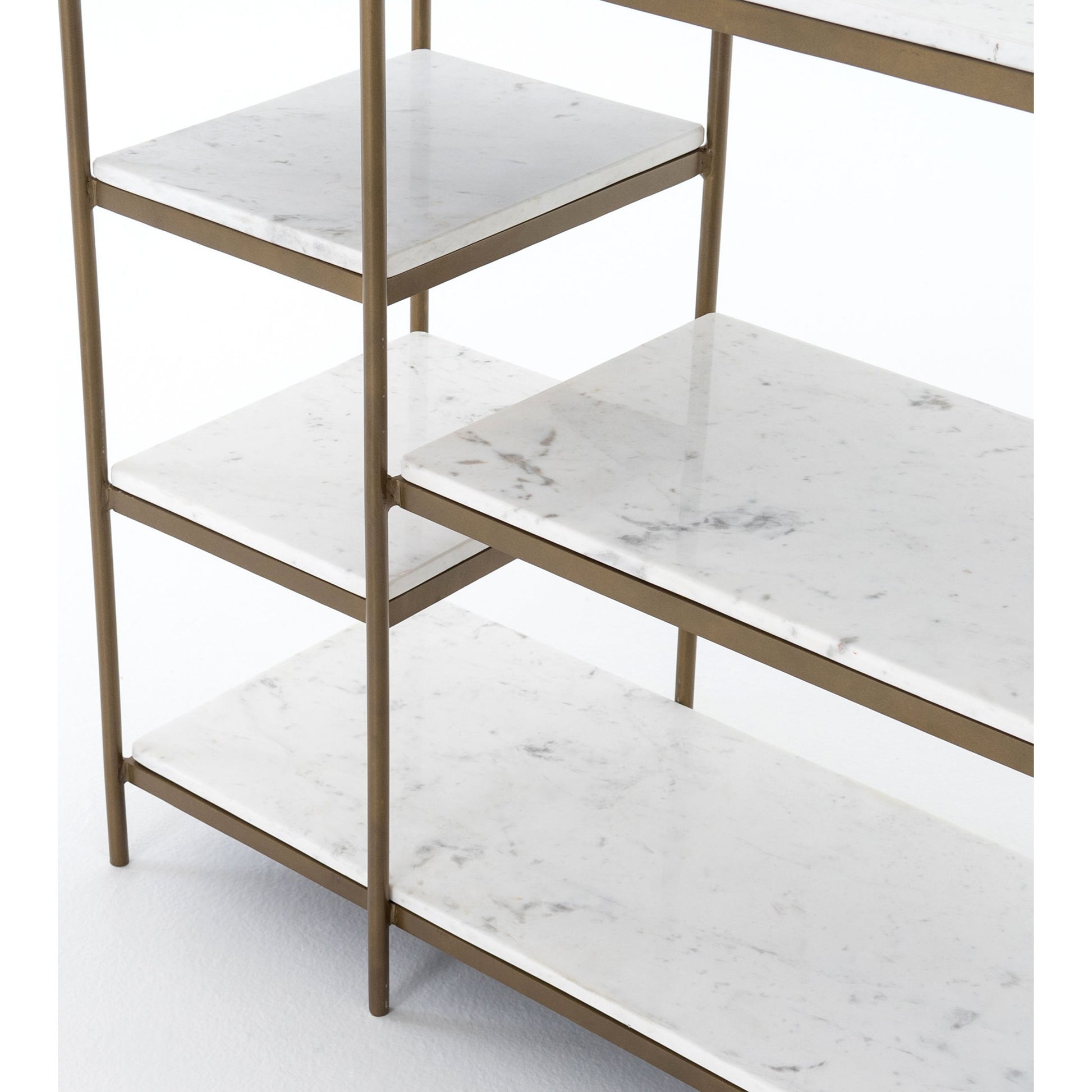 Lily Console by Four Hands in hammered gray w, clear powder coat, polished white marble. Made from solid marble, iron in a modern style.