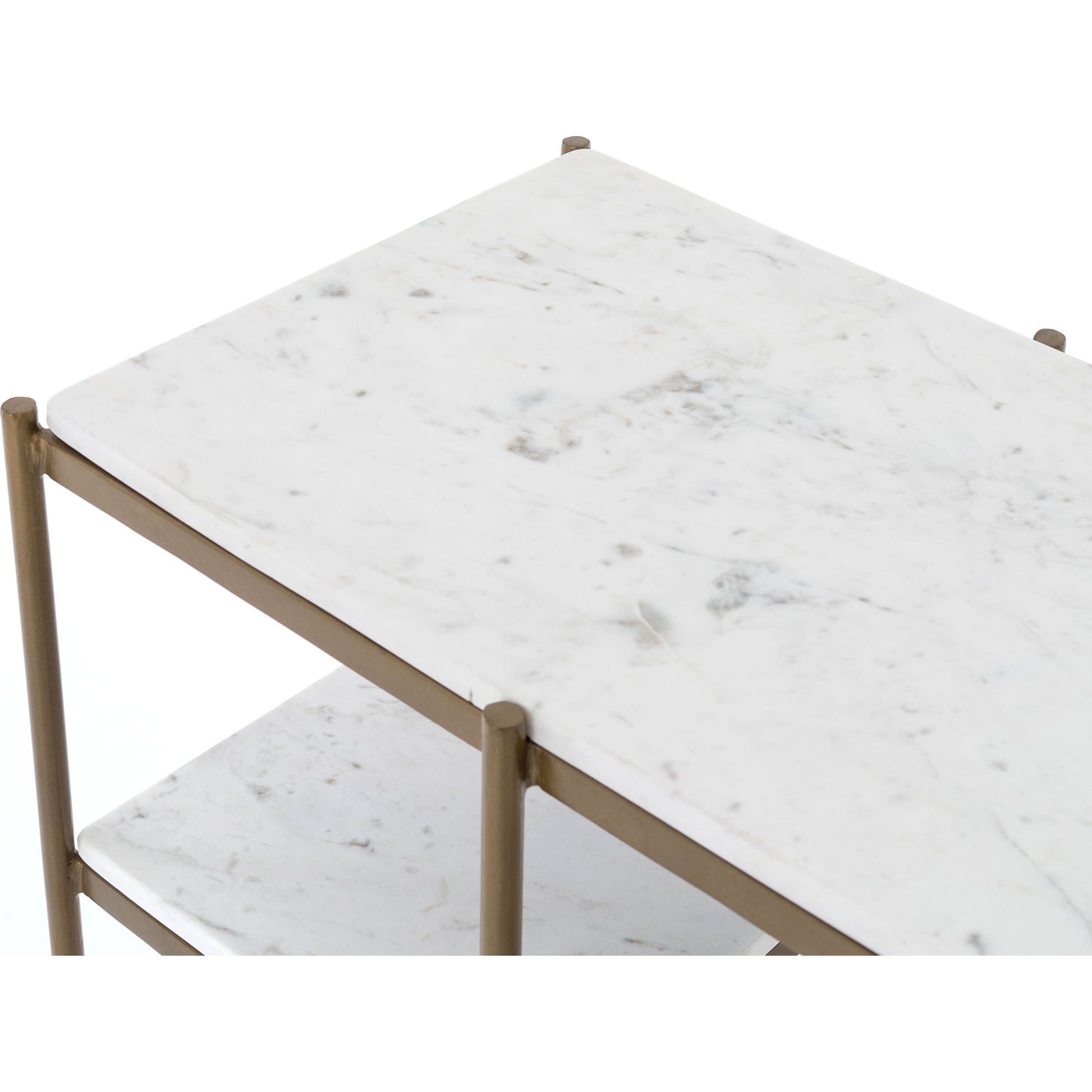 Lily Console by Four Hands in hammered gray w, clear powder coat, polished white marble. Made from solid marble, iron in a modern style.
