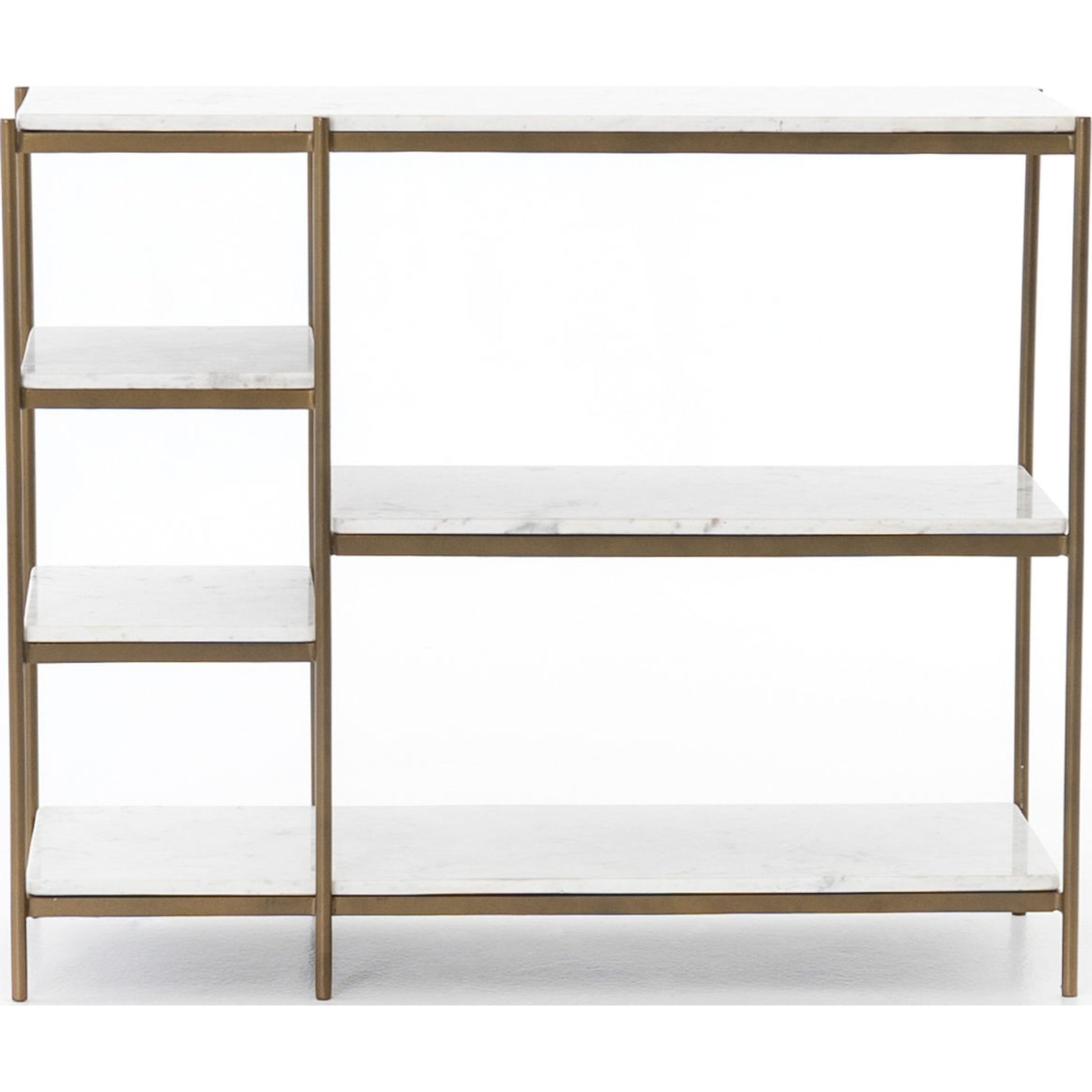 Lily Console by Four Hands in hammered gray w, clear powder coat, polished white marble. Made from solid marble, iron in a modern style.