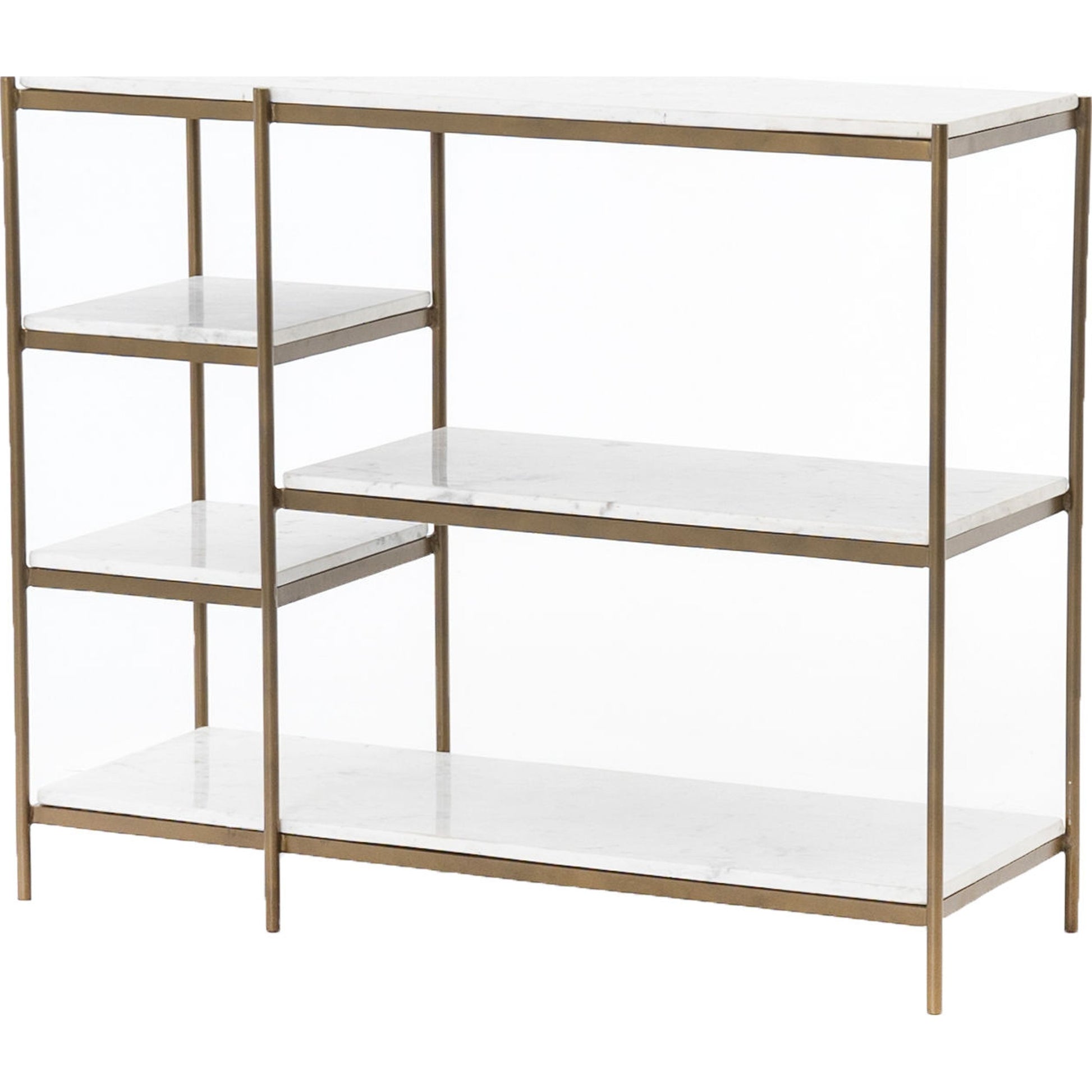 Lily Console by Four Hands in hammered gray w, clear powder coat, polished white marble. Made from solid marble, iron in a modern style.