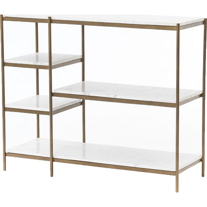 Lily Console by Four Hands in hammered gray w, clear powder coat, polished white marble. Made from solid marble, iron in a modern style.