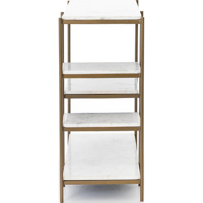 Lily Console by Four Hands in hammered gray w, clear powder coat, polished white marble. Made from solid marble, iron in a modern style.