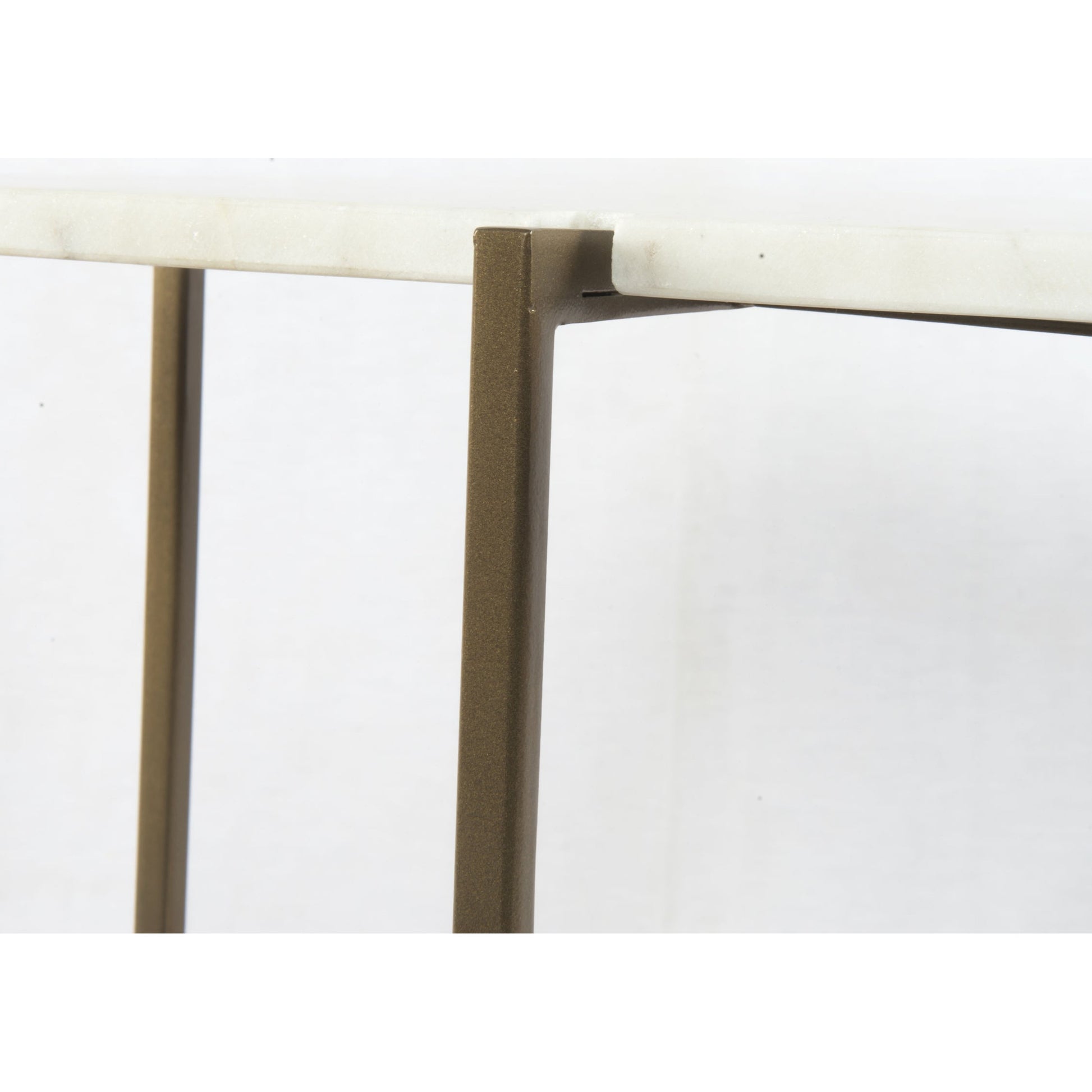 Olivia Nightstand by Four Hands in antique brass, polished white marble. Made from iron, solid marble in a modern style.