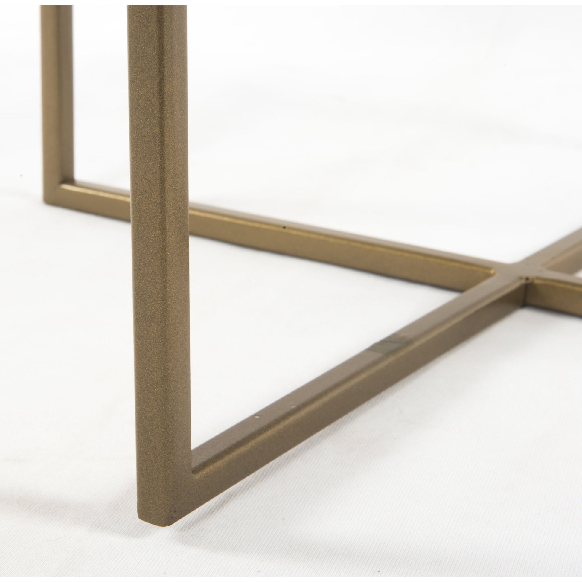 Olivia Nightstand by Four Hands in antique brass, polished white marble. Made from iron, solid marble in a modern style.
