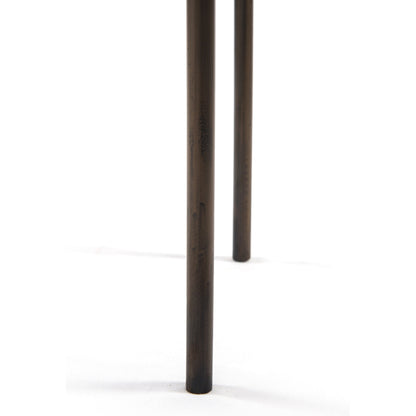 Jed Round Planter by Four Hands in weathered brass. Made from iron in a modern style.