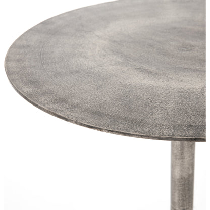 Simone Counter Table by Four Hands in raw antique nickel. Made from aluminum in a modern style.