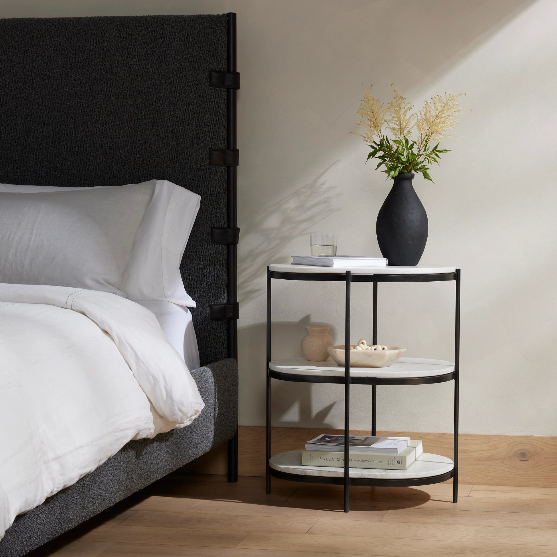 Felix Oval Nightstand by Four Hands. Made from iron, solid marble in a modern style.