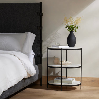 Felix Oval Nightstand by Four Hands. Made from iron, solid marble in a modern style.
