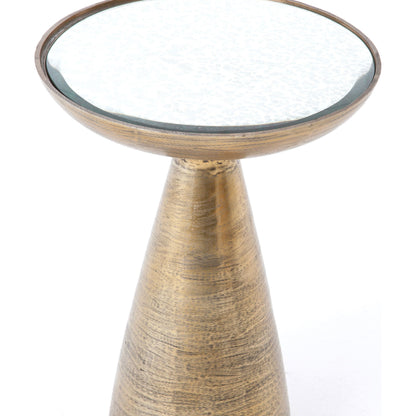 Marlow Mod Pedestal Table by Four Hands. Made from glass, aluminum, engineered hardwood in a modern style.