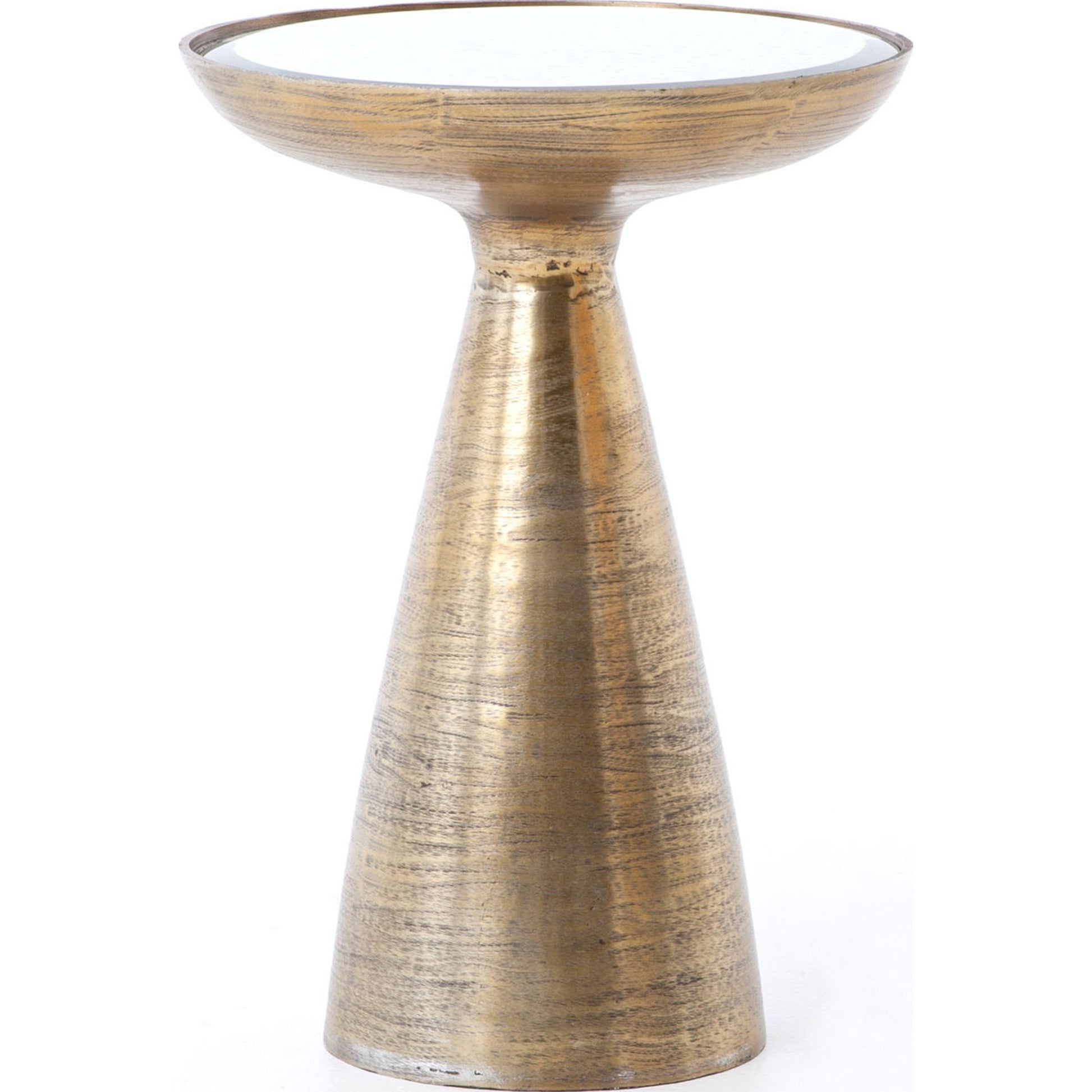 Marlow Mod Pedestal Table by Four Hands. Made from glass, aluminum, engineered hardwood in a modern style.