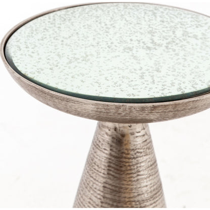 Marlow Mod Pedestal Table by Four Hands. Made from glass, aluminum, engineered hardwood in a modern style.
